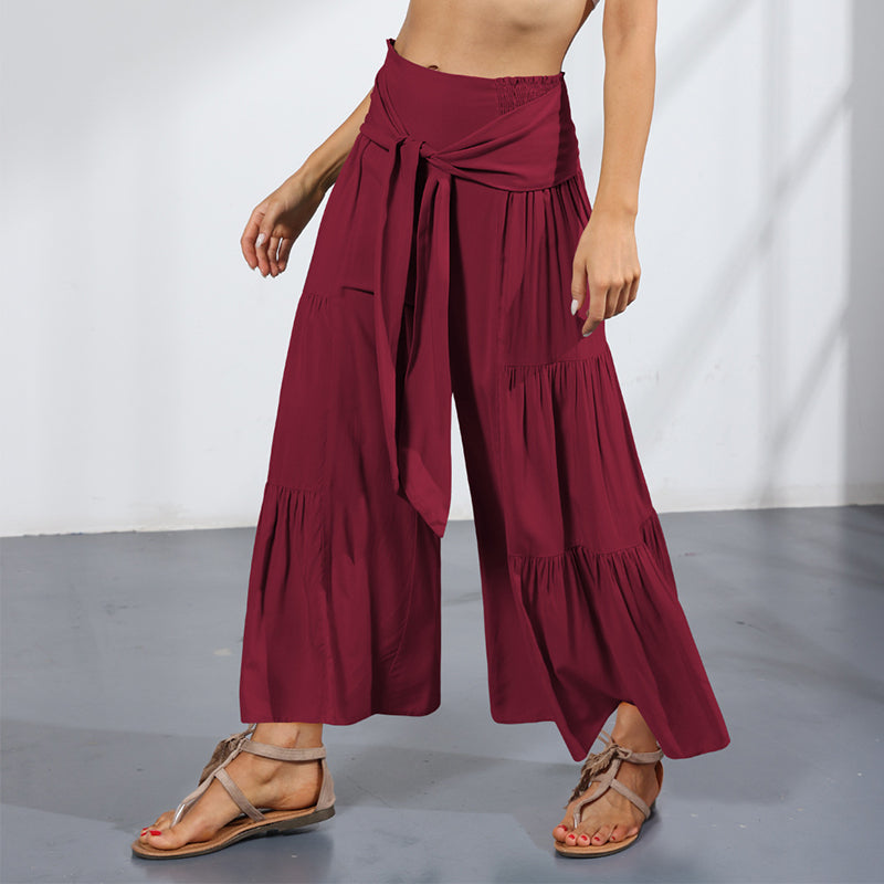 Lace-up Casual Wide-leg Pants