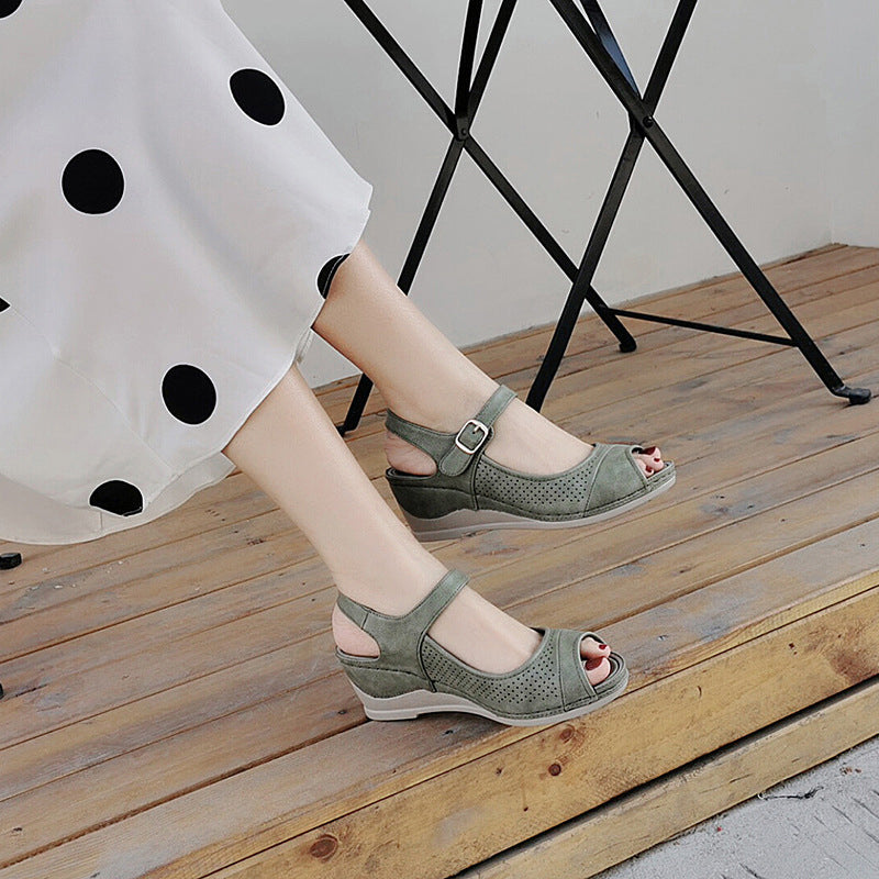 Women Casual Open Peep Toe Wedge Sandals