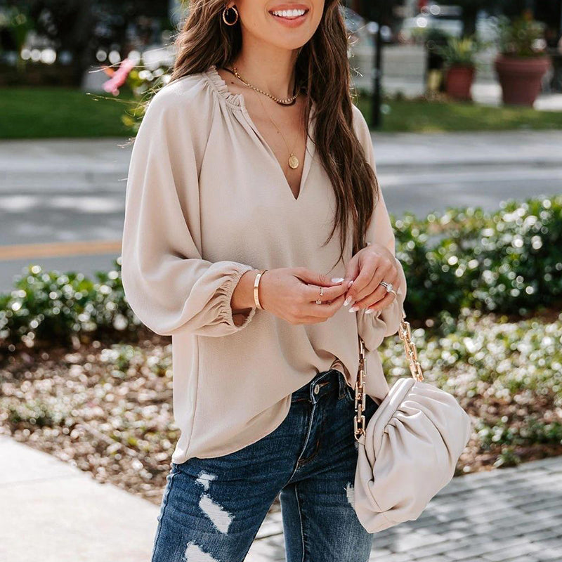 Casual V-Neck Long Sleeve T-Shirt