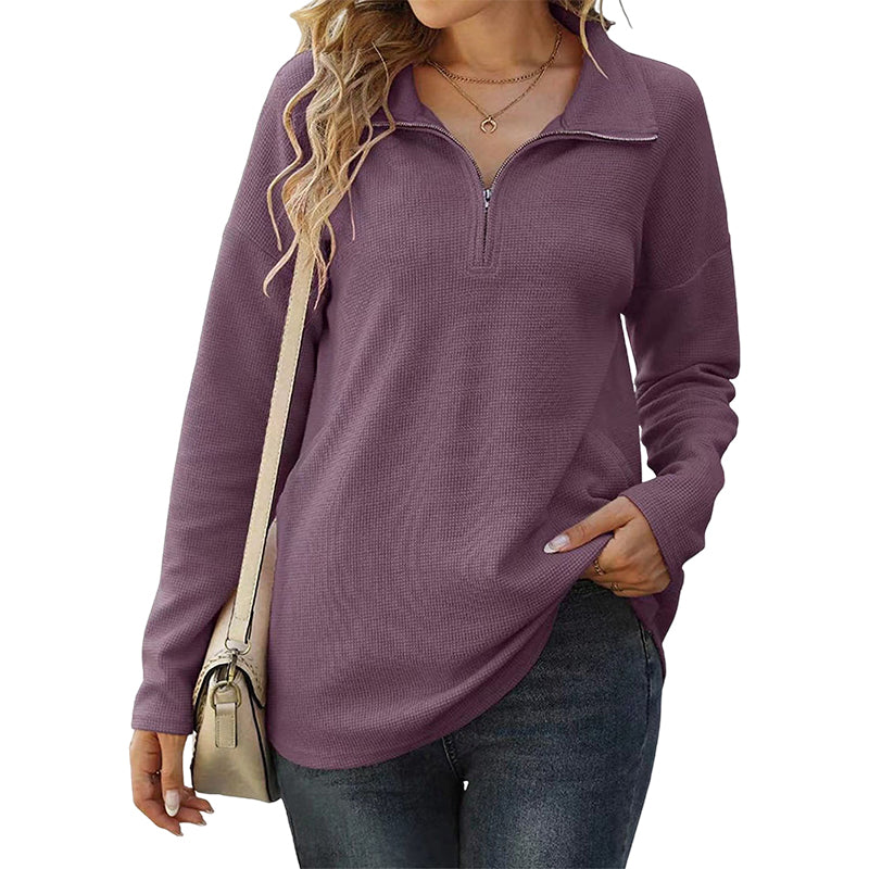 Women's 1/4 Zipper Lapel Collar Pullover