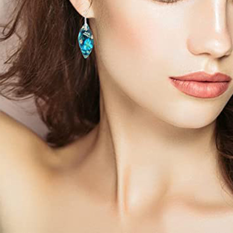 Leaf Shape Natural Stone Drop Earrings