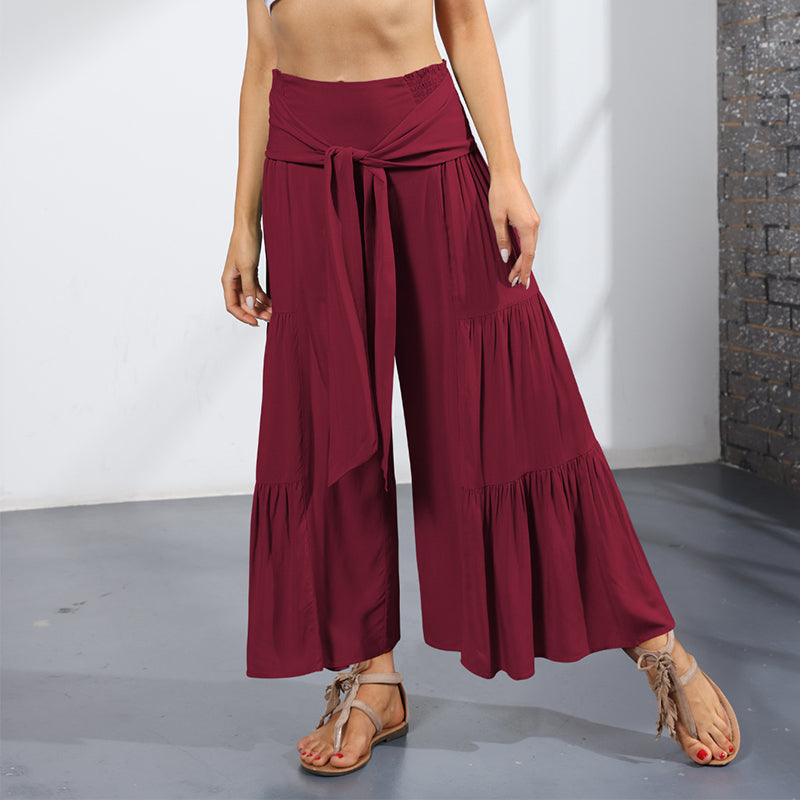 Lace-up Casual Wide-leg Pants