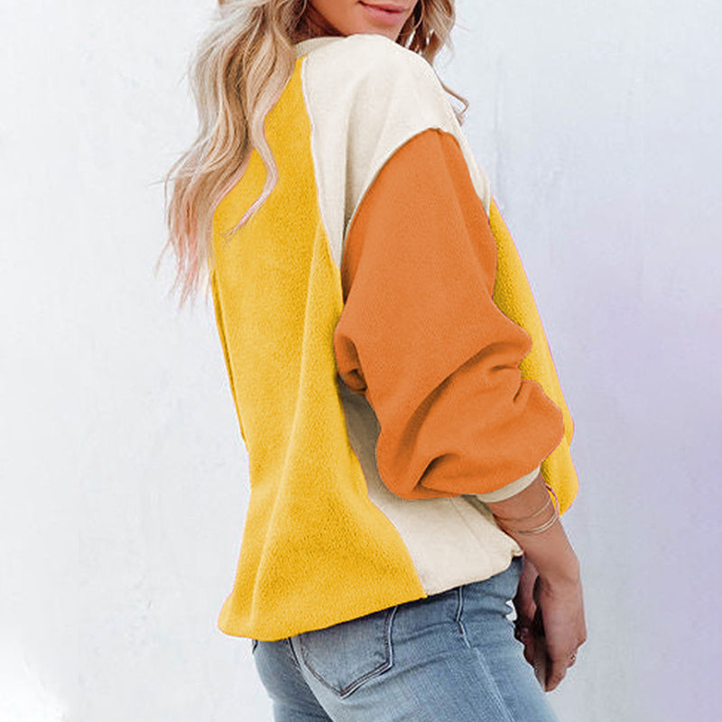 Plush Contrast Pullover Top
