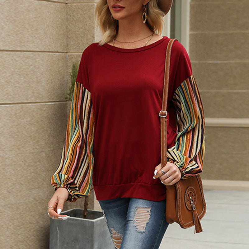 Colorful Striped Sleeve T-Shirt