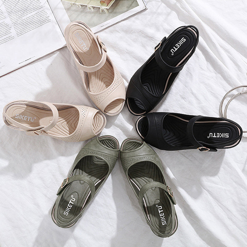 Women Casual Open Peep Toe Wedge Sandals