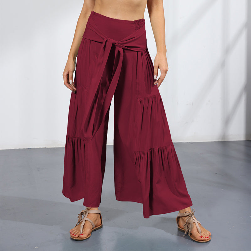 Lace-up Casual Wide-leg Pants