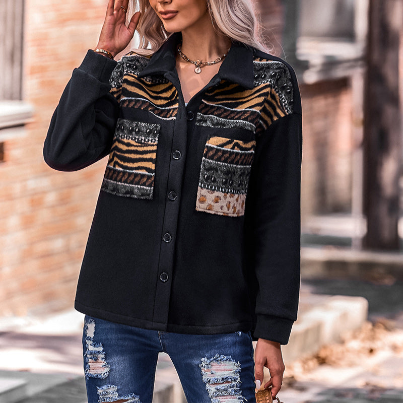 Paneled Contrast Loose Jacket