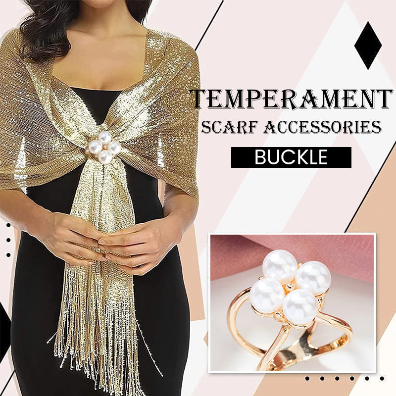 Women's Elegant Pearl Floral Scarf Ring Clip
