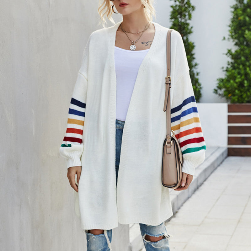 Women Panelled loose plus size knitted sweater coat