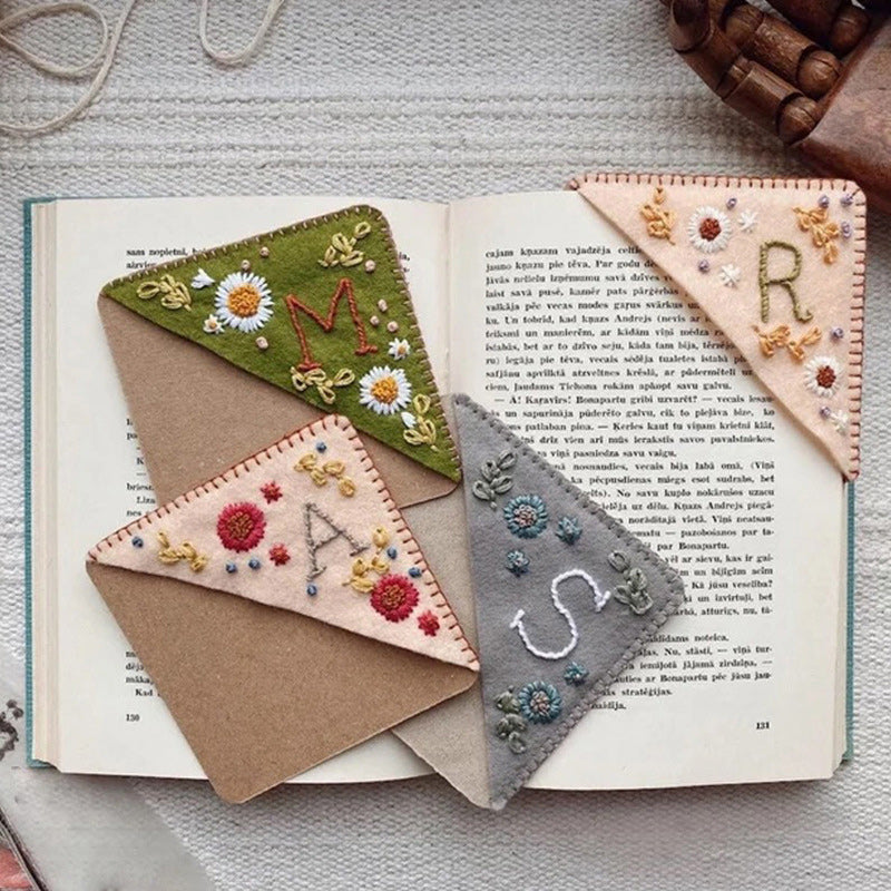 Personalized Hand Embroidered Corner Bookmark