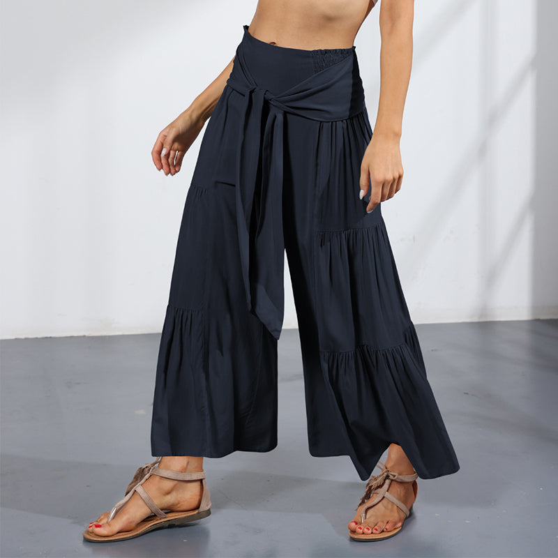 Lace-up Casual Wide-leg Pants