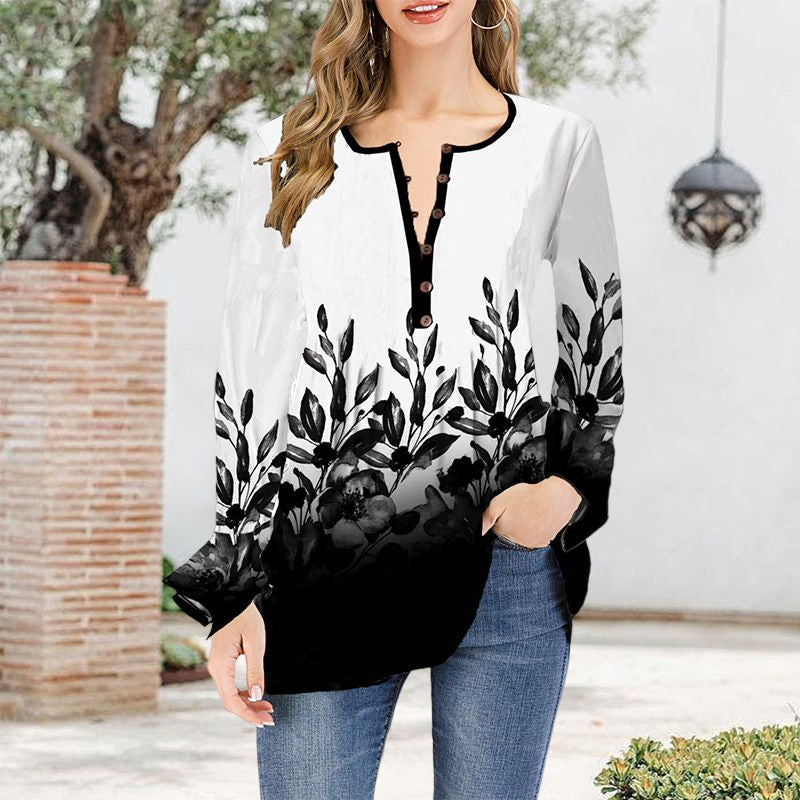 Open Collar Ruffle Sleeve Oversized T-Shirt