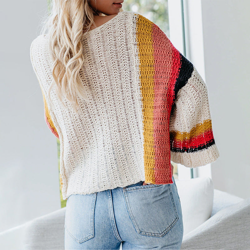 Crew Neck Sweater with Doll Sleeves
