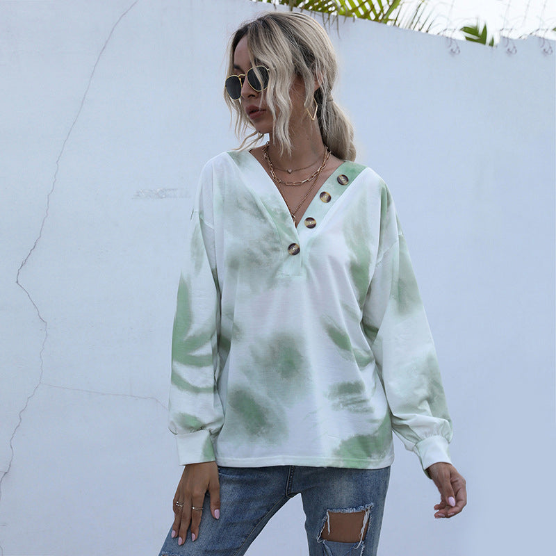 V-neck Tie-dye Sweatshirt