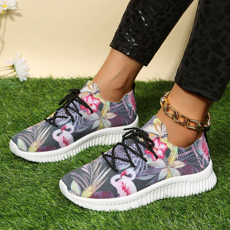 Printed Lace-Up Sneakers
