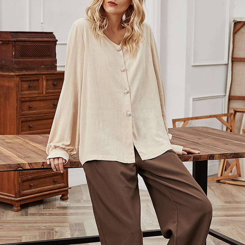 Single-breasted Loose-fitting Shirt