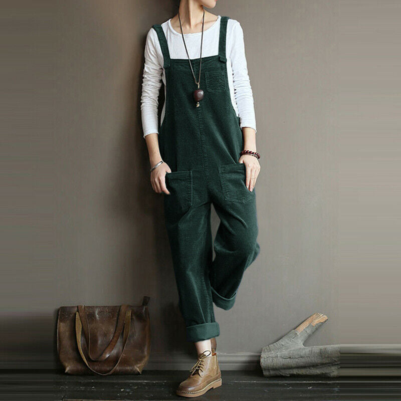 Wide Leg Corduroy Overalls