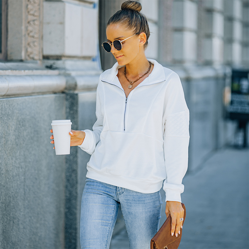 Turtleneck Solid Color Sweatshirt