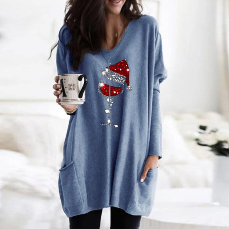 Women's Christmas Wine Glass T-shirts