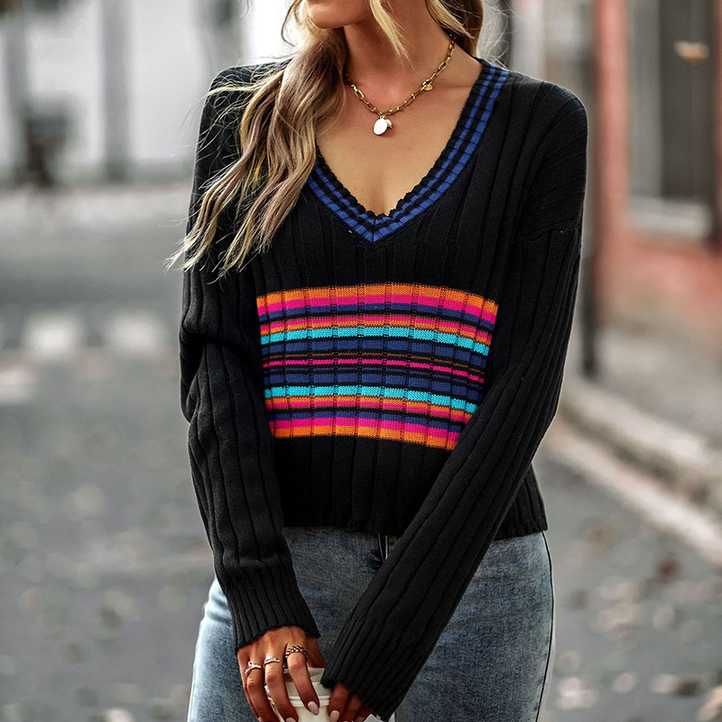 V-neck Paneled Sweater
