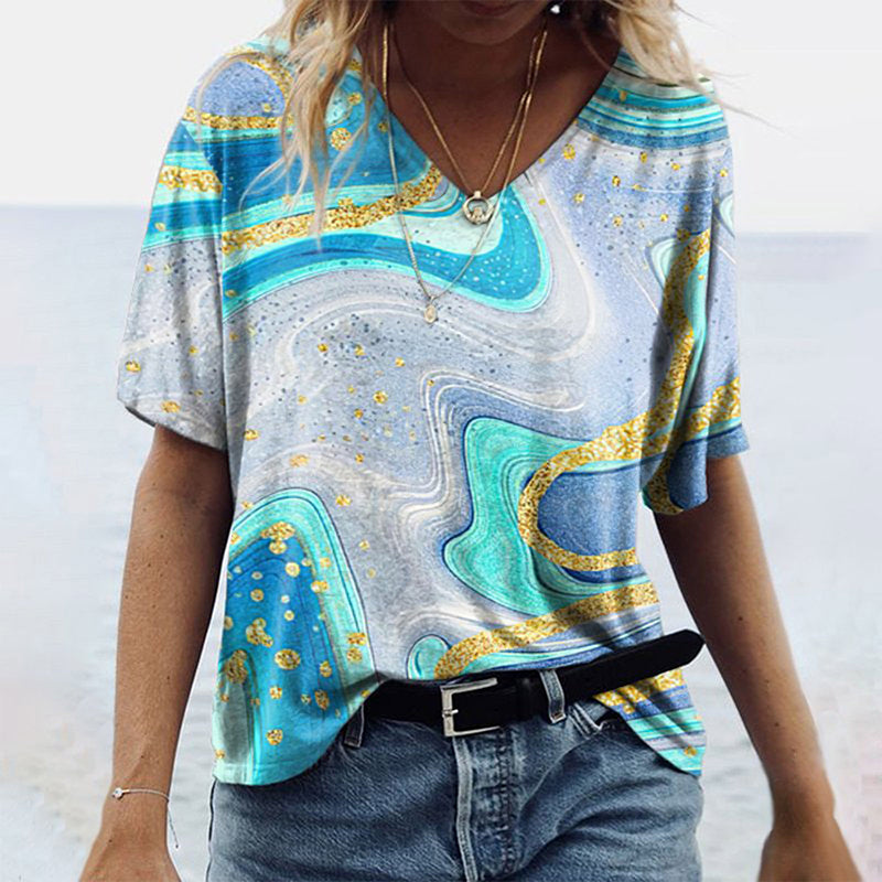 Marbled V-neck T-shirt