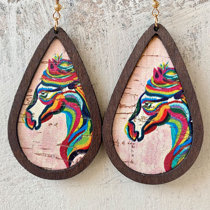 Waterdrop Wood Frame Earrings