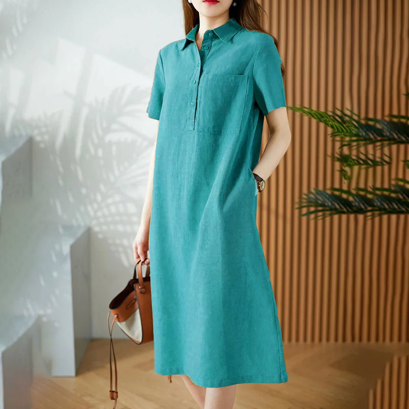 Breathable Short Sleeve Simple Dress