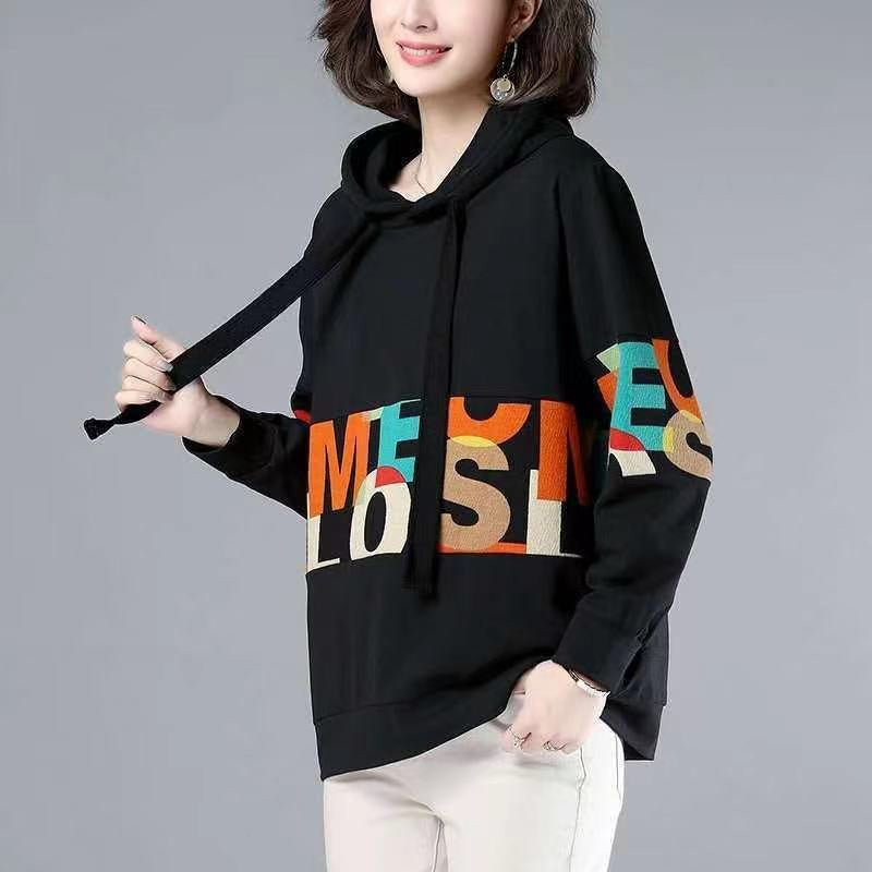 Printed Hooded Long Sleeve Sweatshirt