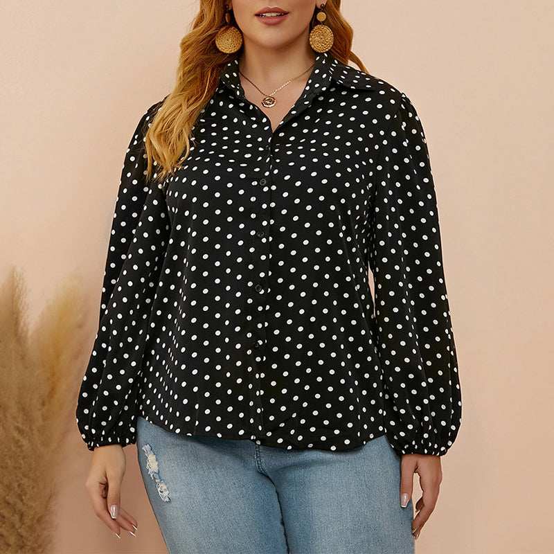 Balloon Sleeve Polka Dot Shirt