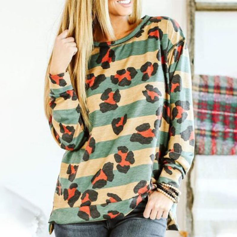 Paneled Striped Print T-shirt