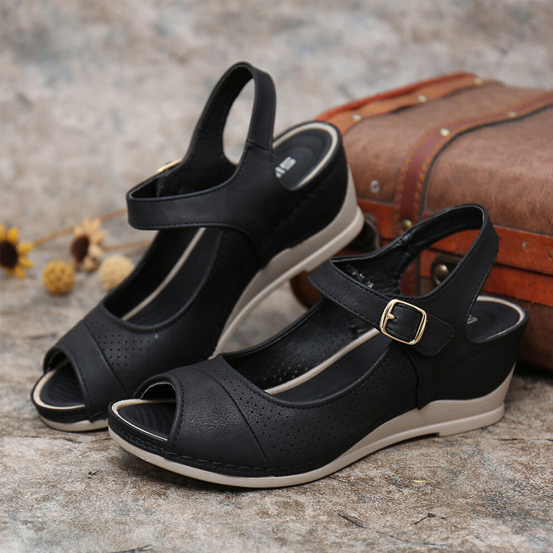 Women Casual Open Peep Toe Wedge Sandals