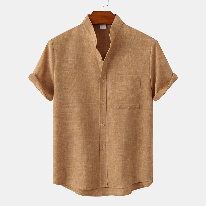 Stand Collar Solid Color Shirt