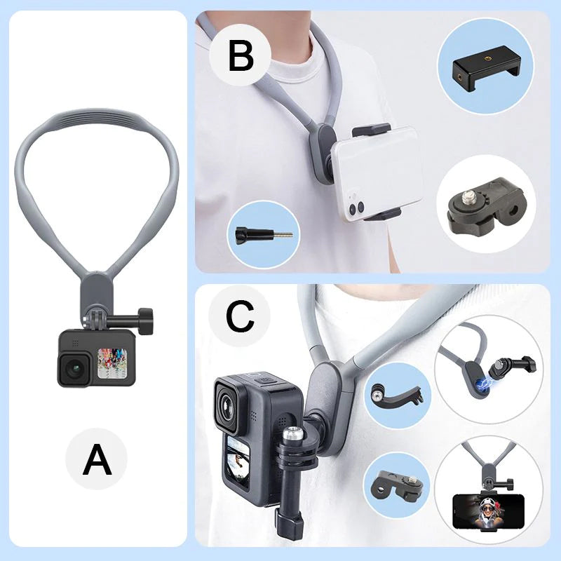 U-shaped neck mount for sports cameras