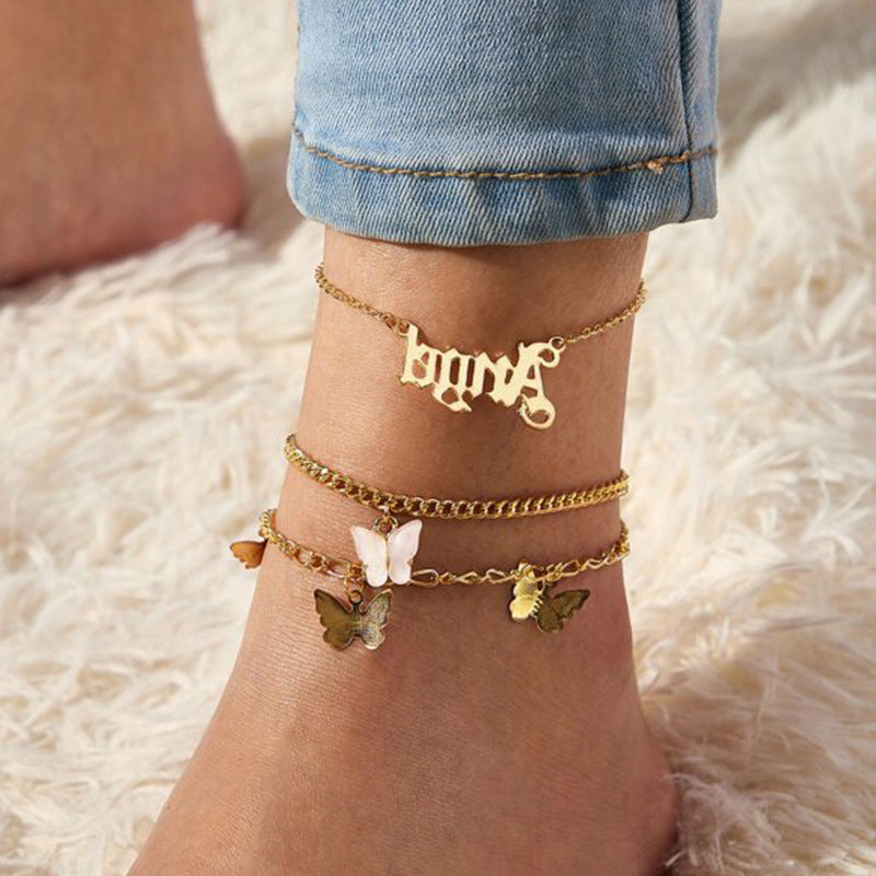 Angel Butterfly Anklet 3 Piece Set