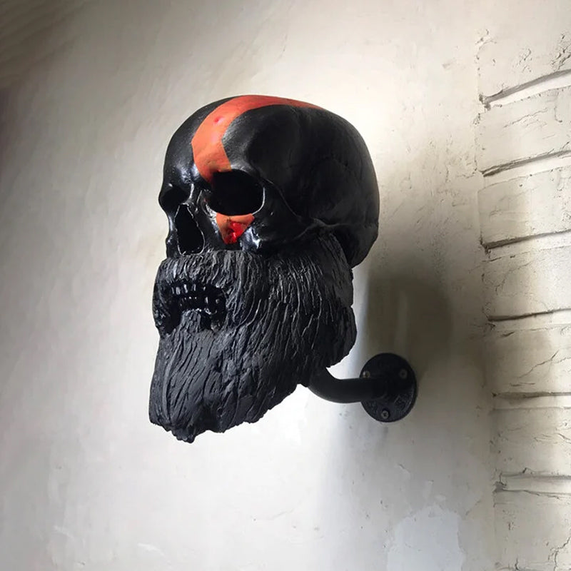 Motorcycle Helmet Skull With Beard-Helmet Rack