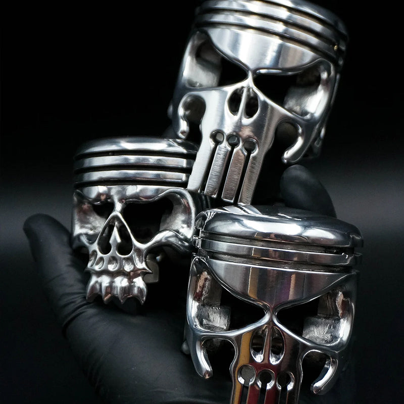 Piston Art Skull Keychain