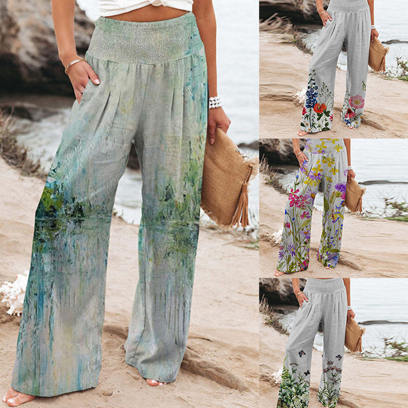 Printed High Waist  Wide Leg Pants