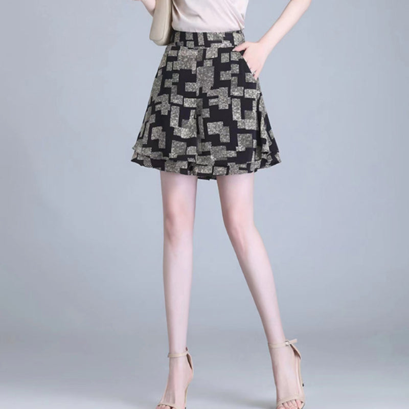 High Waisted Chiffon A-Line Skirt