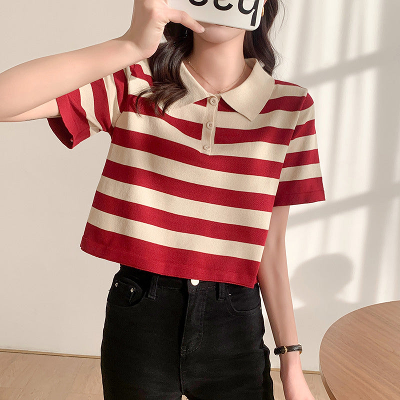 Front Shoulder Polo Neck T-shirt