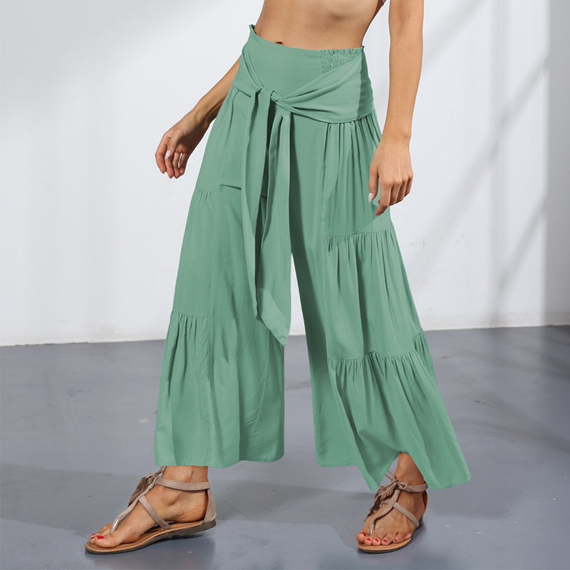 Lace-up Casual Wide-leg Pants