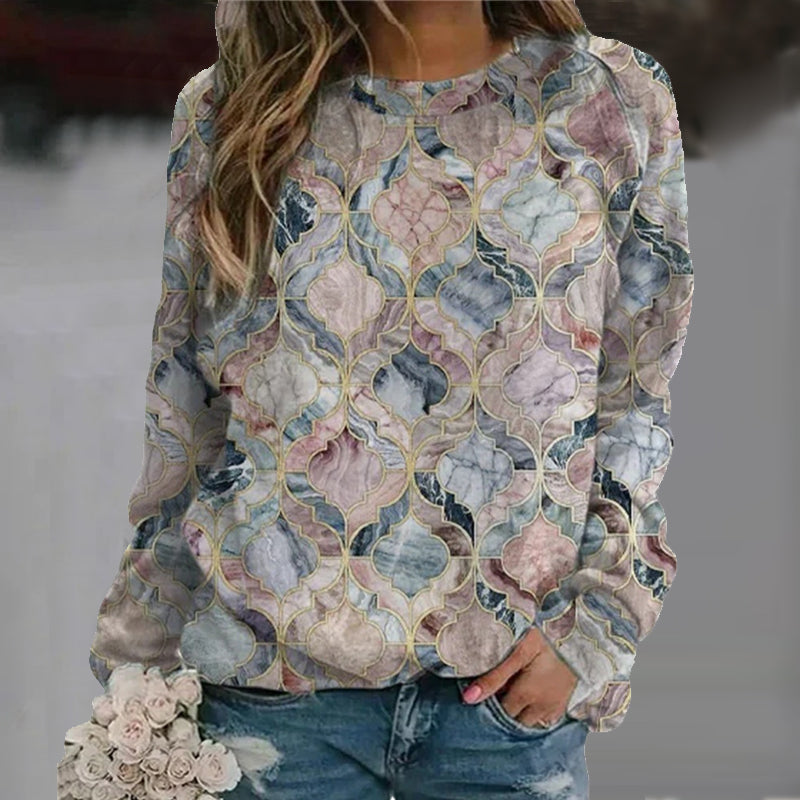 Geometric Print Long Sleeve Sweatshirt