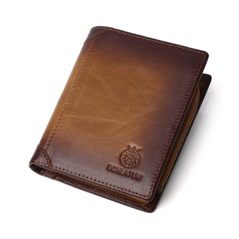 Men's Leather Bifold Wallet with Anti-theft RFID Blocking
