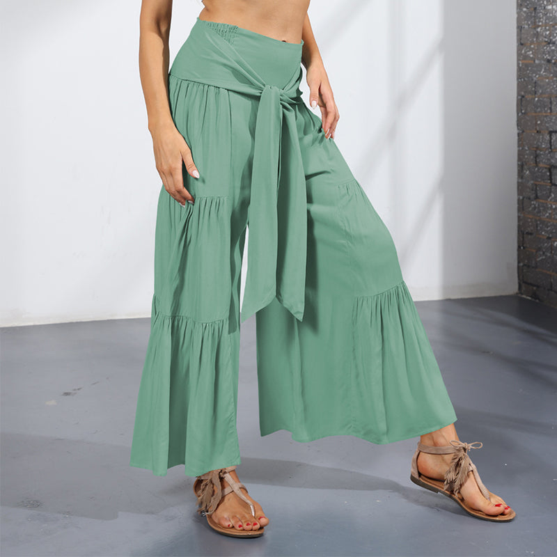 Lace-up Casual Wide-leg Pants