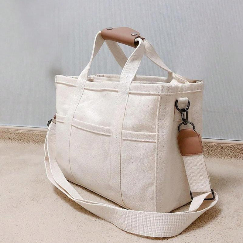 Solid Color Canvas Tote Bag