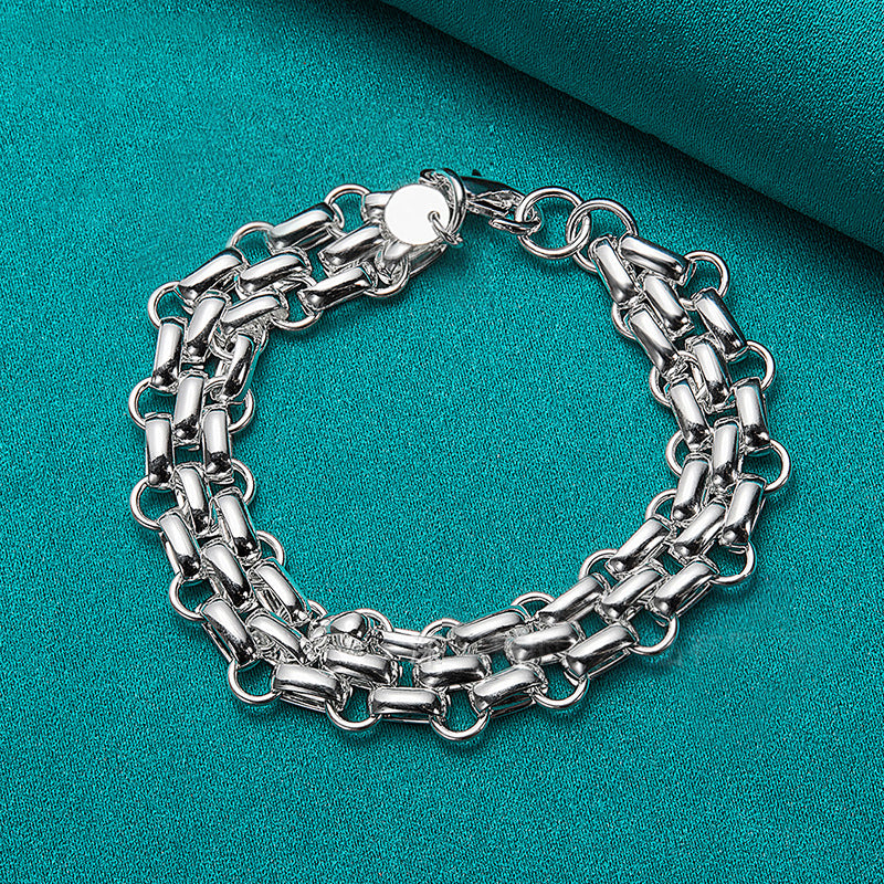 Double Chain Checkered Button Bracelet
