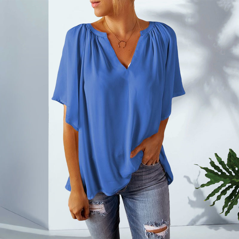 Chiffon V-neck Pullover Top