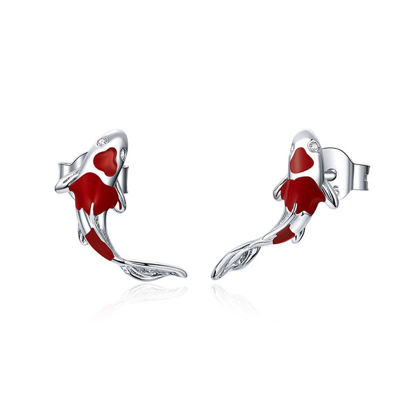 Red Koi 925 Sterling Silver Earrings