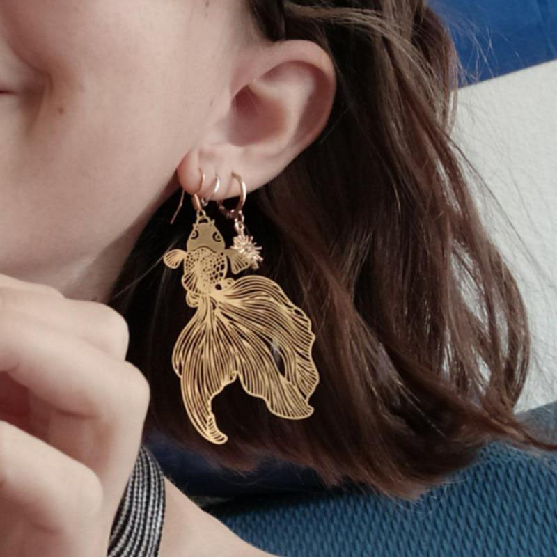 Gold Koi Fish Earrings
