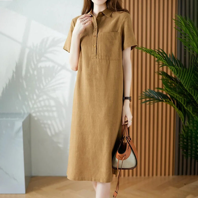 Breathable Short Sleeve Simple Dress