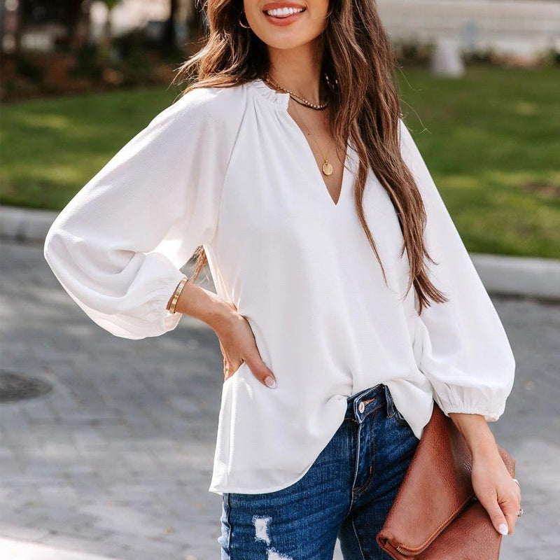 Casual V-Neck Long Sleeve T-Shirt